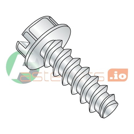 Newport Fasteners Thread Forming Screw, #12 x 1 in, Zinc Plated Steel Hex Head Slotted Drive, 3000 PK 340046